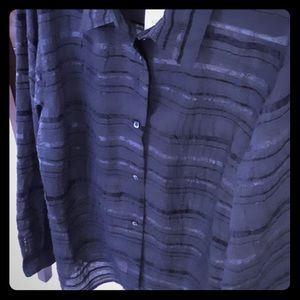 COLDWATER CREEK XL Black horizontal crinkle stripe